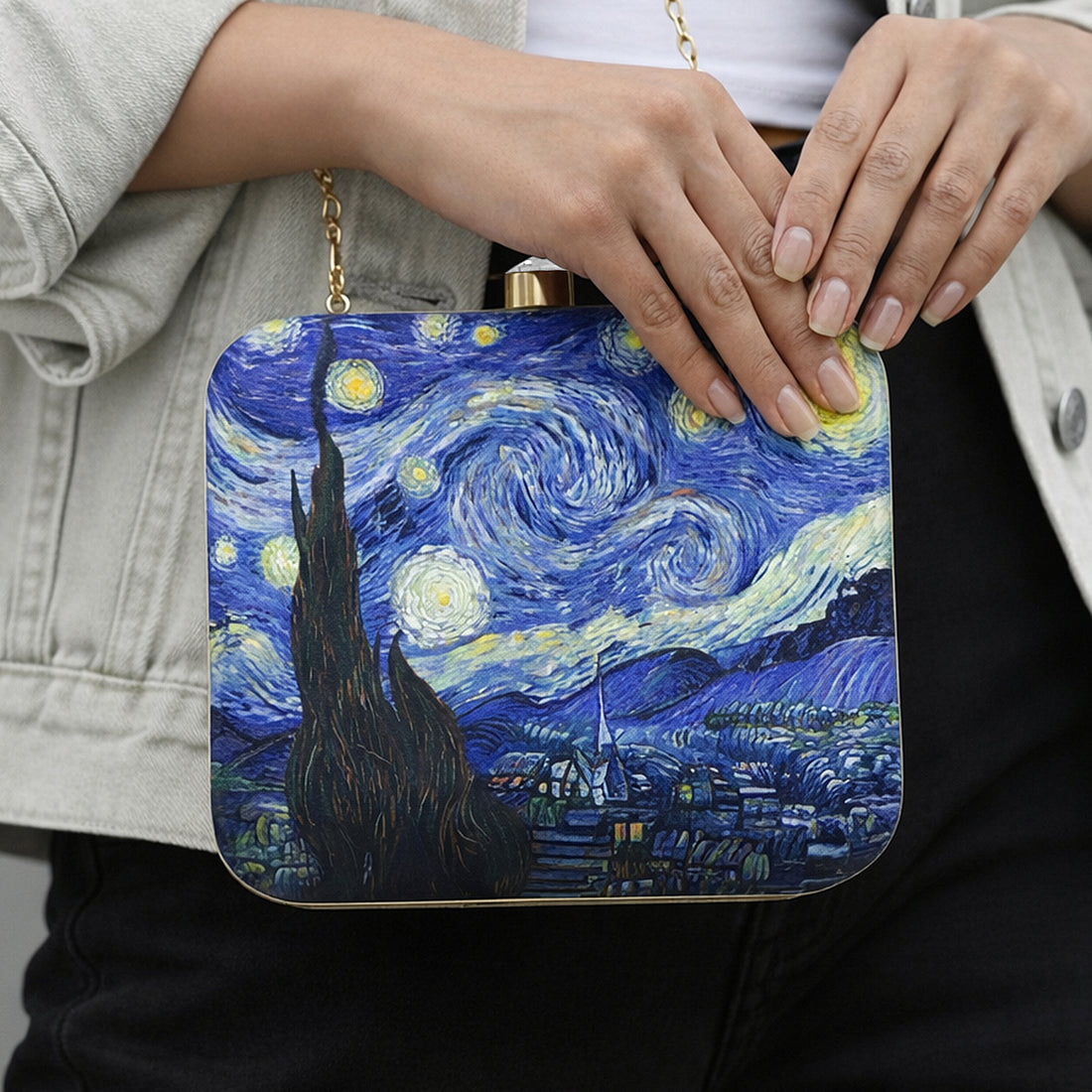 Artklim Starry Night Printed Clutch