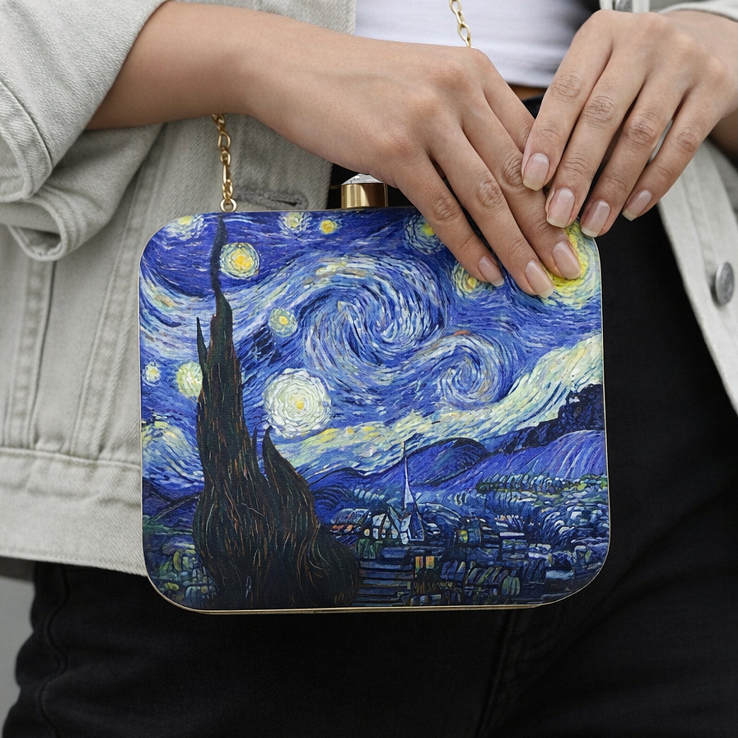 Artklim Starry Night Printed Clutch