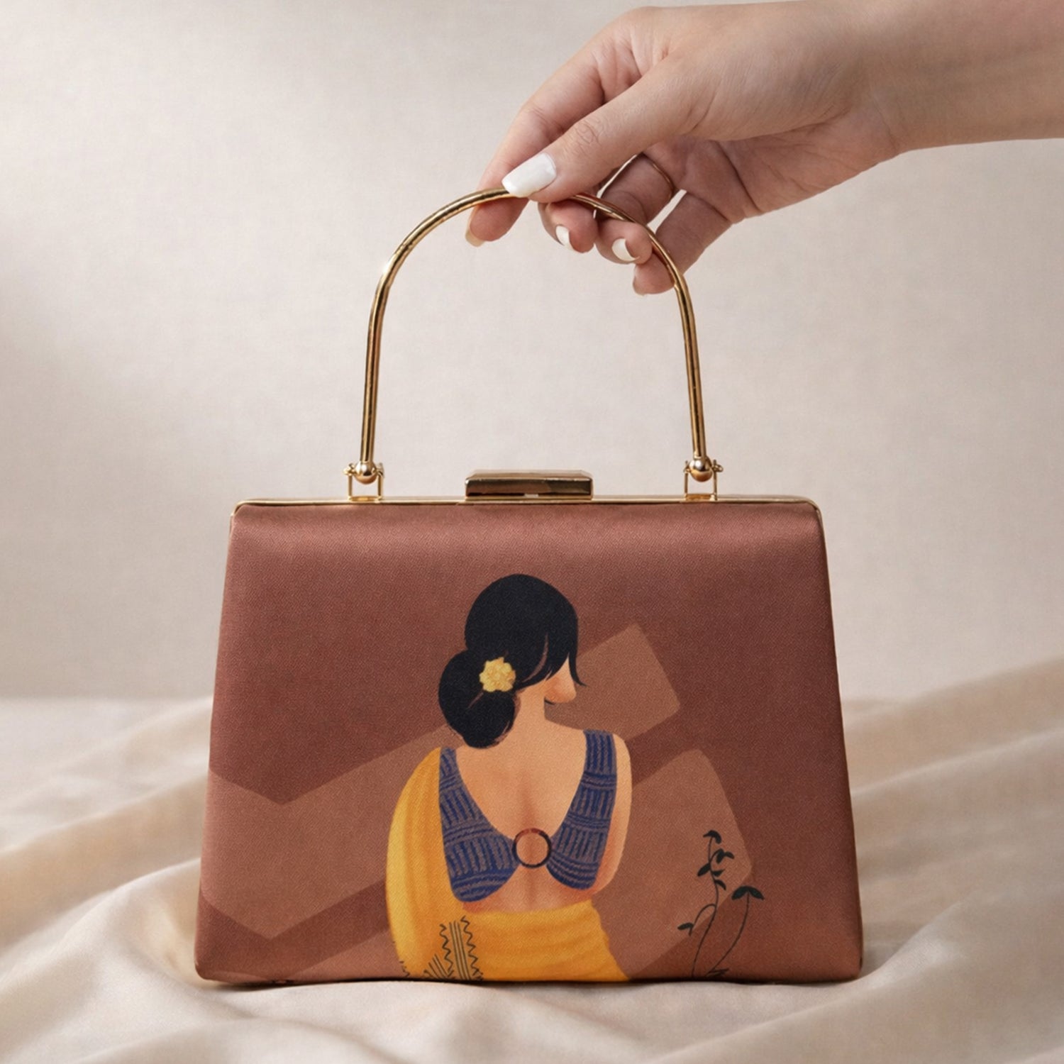 Artklim Indian Women Portrait Printed Clutch