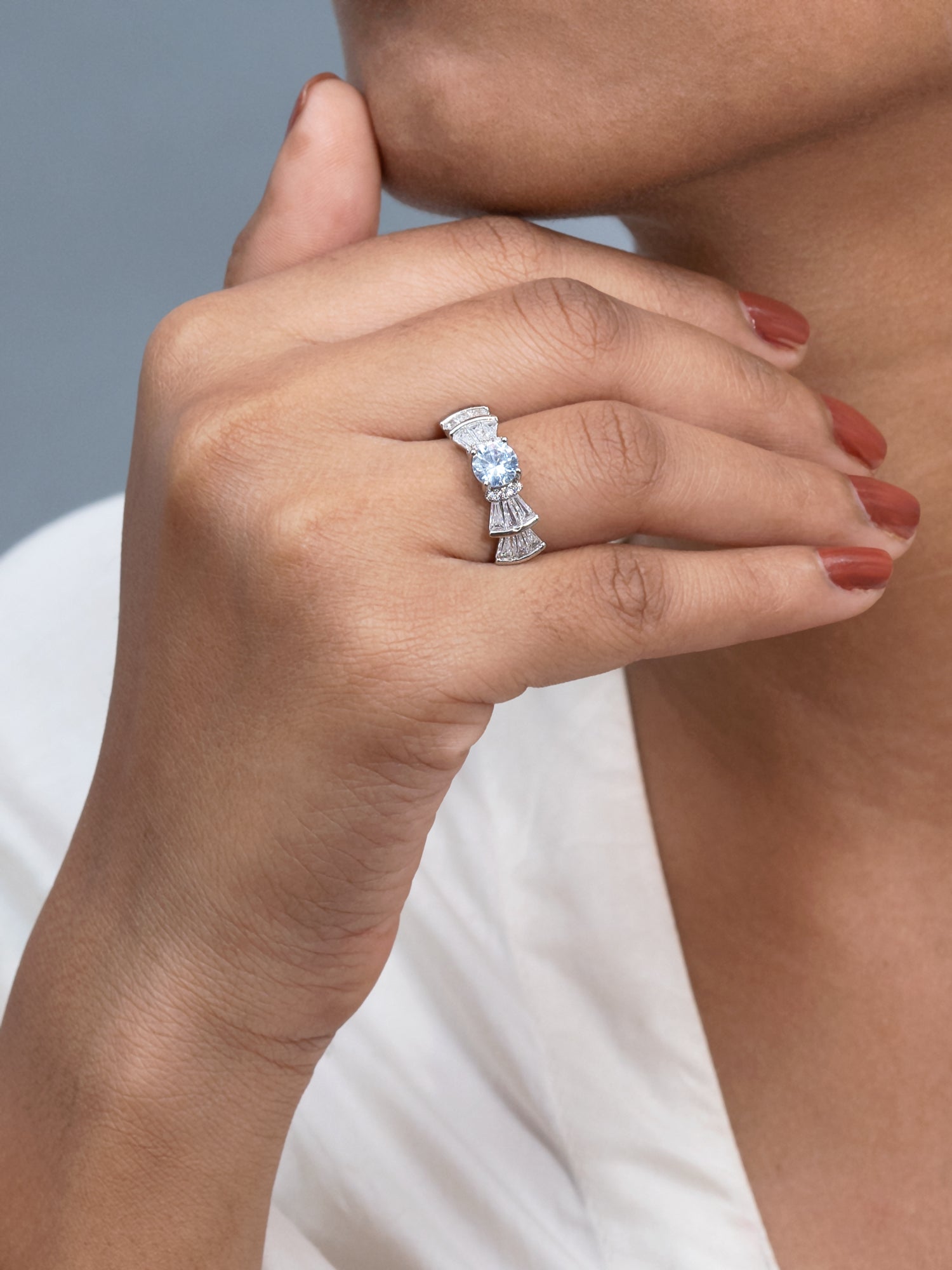 Artklim Sliver- Tone Blue Radiance Anti-Tarnish Ring