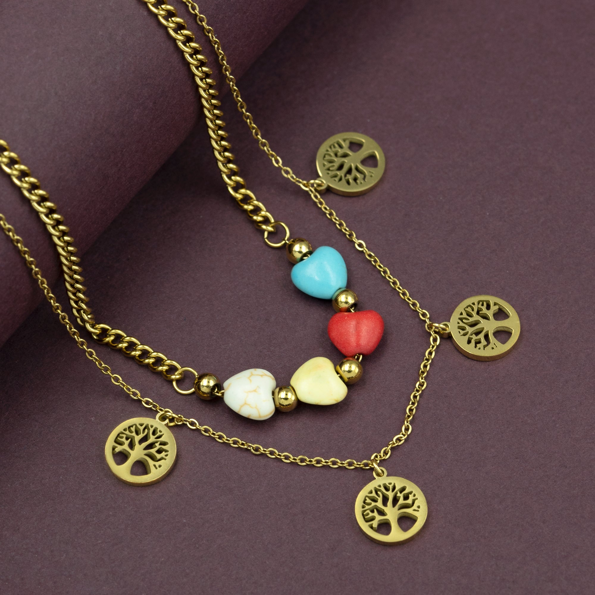 Artklim Tree of Life & Heart Charm Necklace