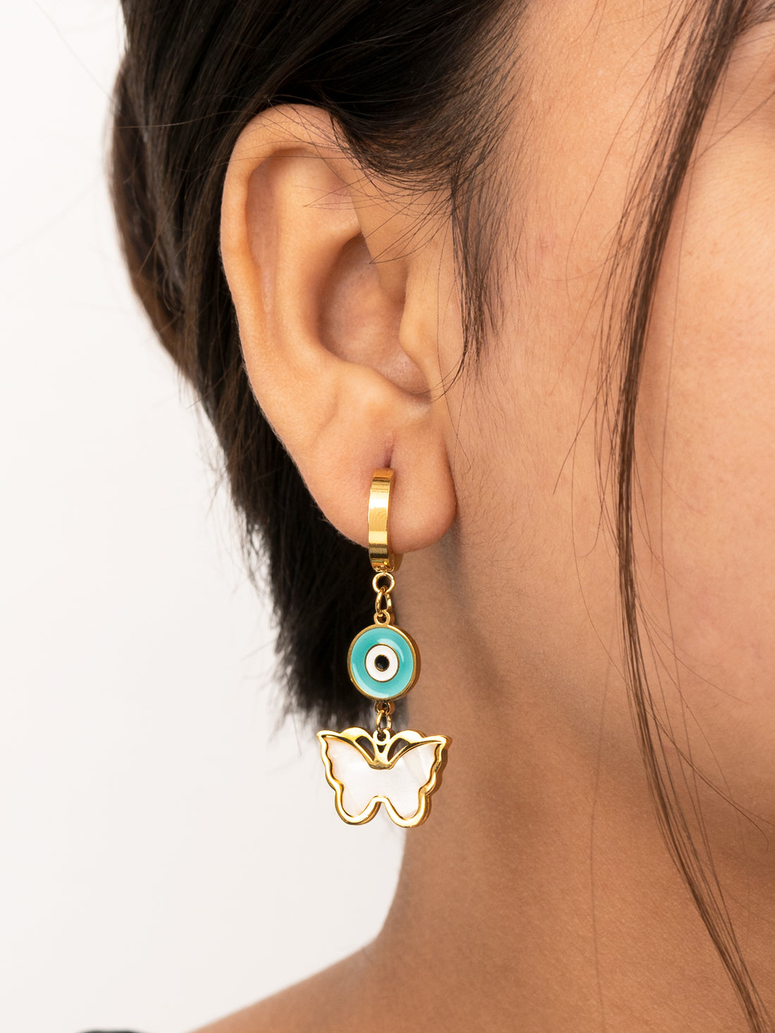 Artklim Butterfly & Evil Eye Anti-Tarnish Earrings