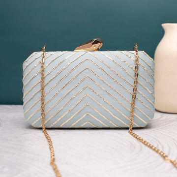Artklim Gota Patti Blue Mist Glam Clutch
