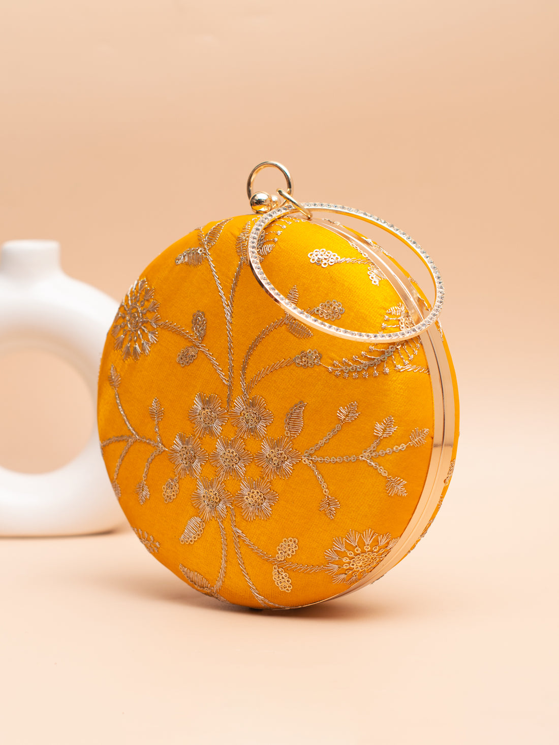 Artklim Mustard Yellow with Floral Zari Embroidery