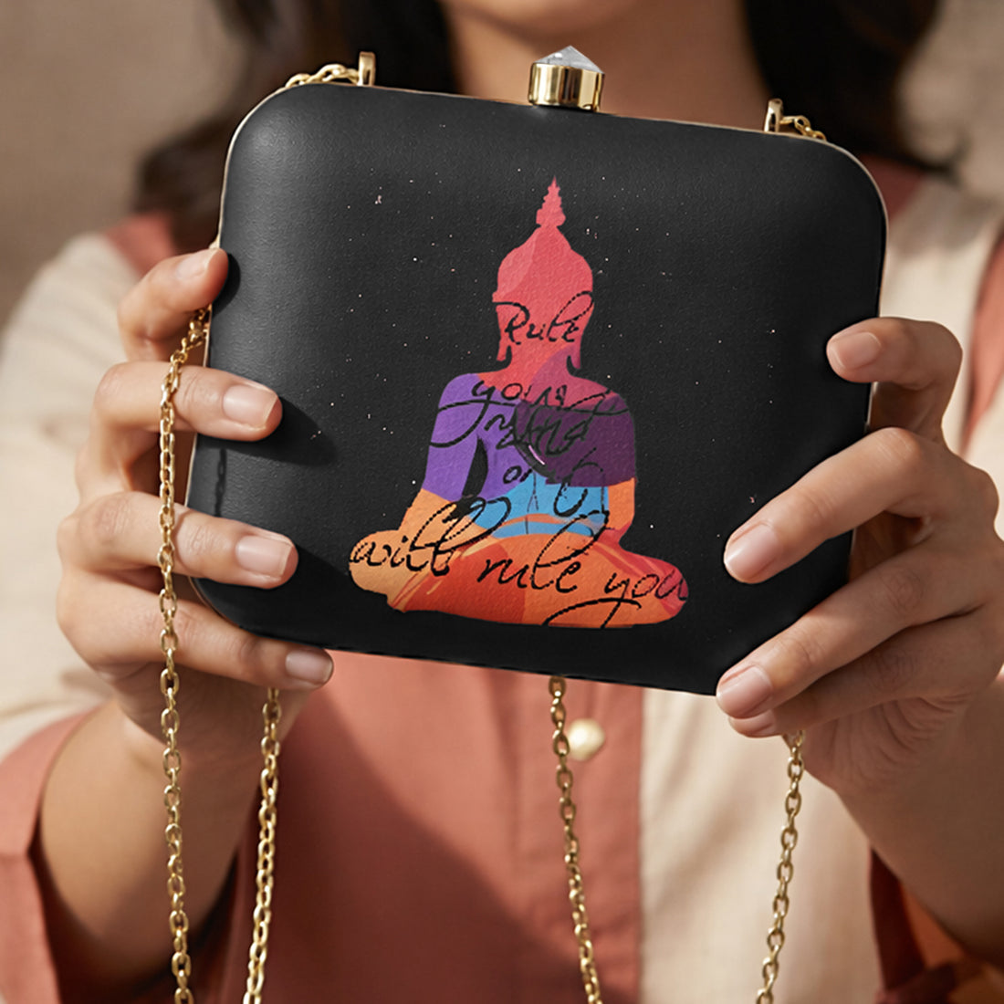 Buddha Printed Clutch