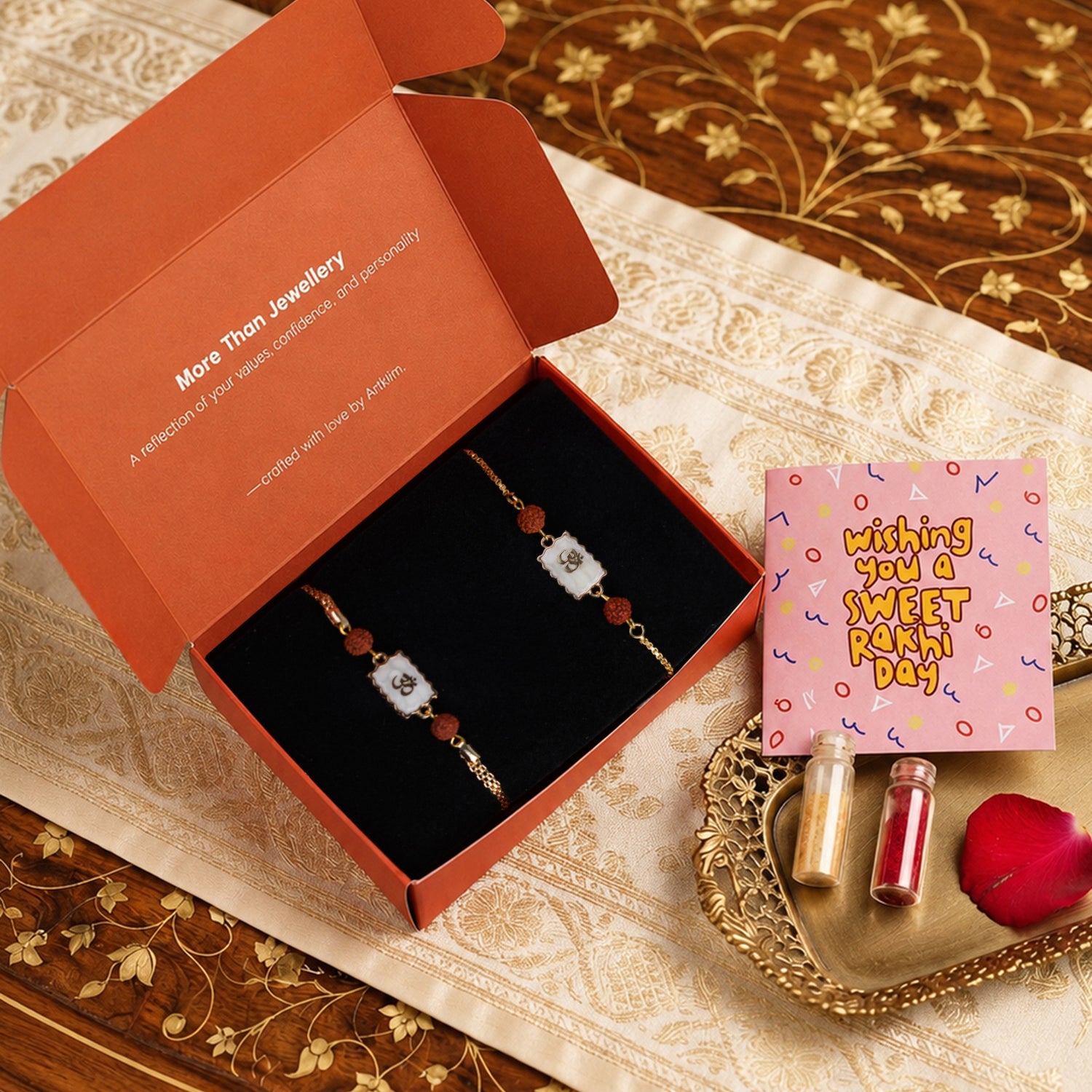 Artklim Om Rudraksha Bhaiya Bhabhi Rakhi Pair