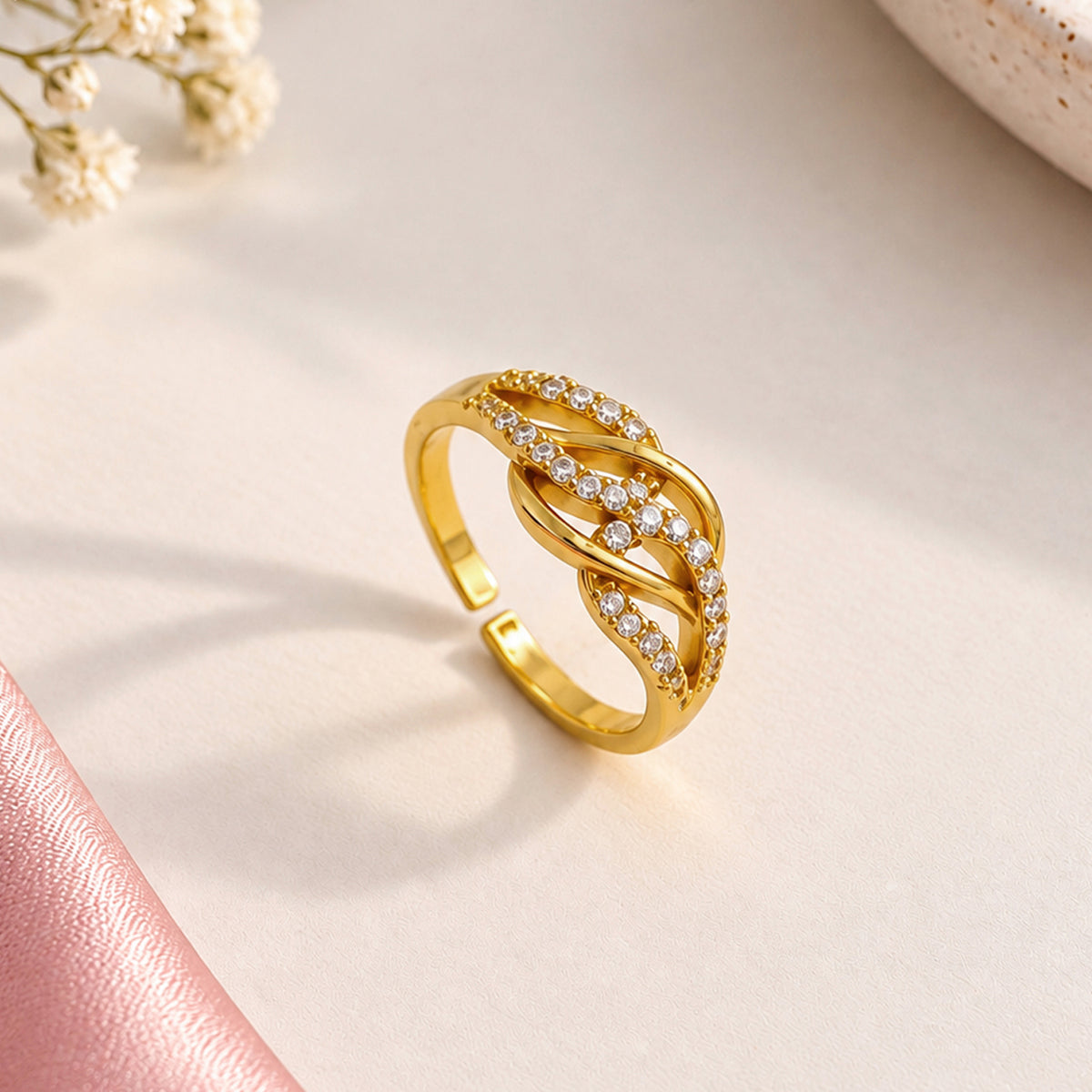 Artklim Chic Twisted Gold-Tone Anti-Tarnish Ring