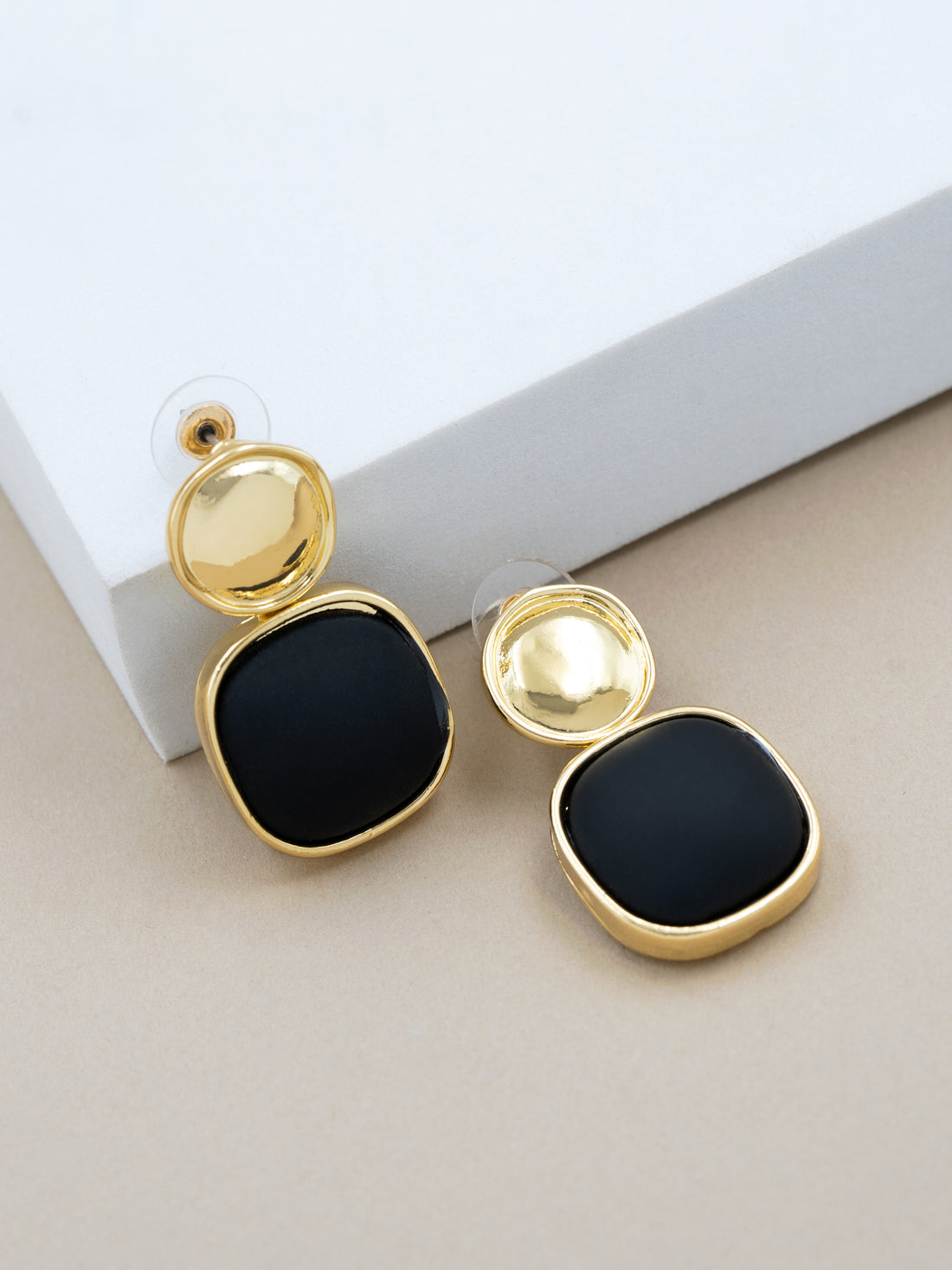 Artklim Dual Square Drop Anti Tarnish Earrings