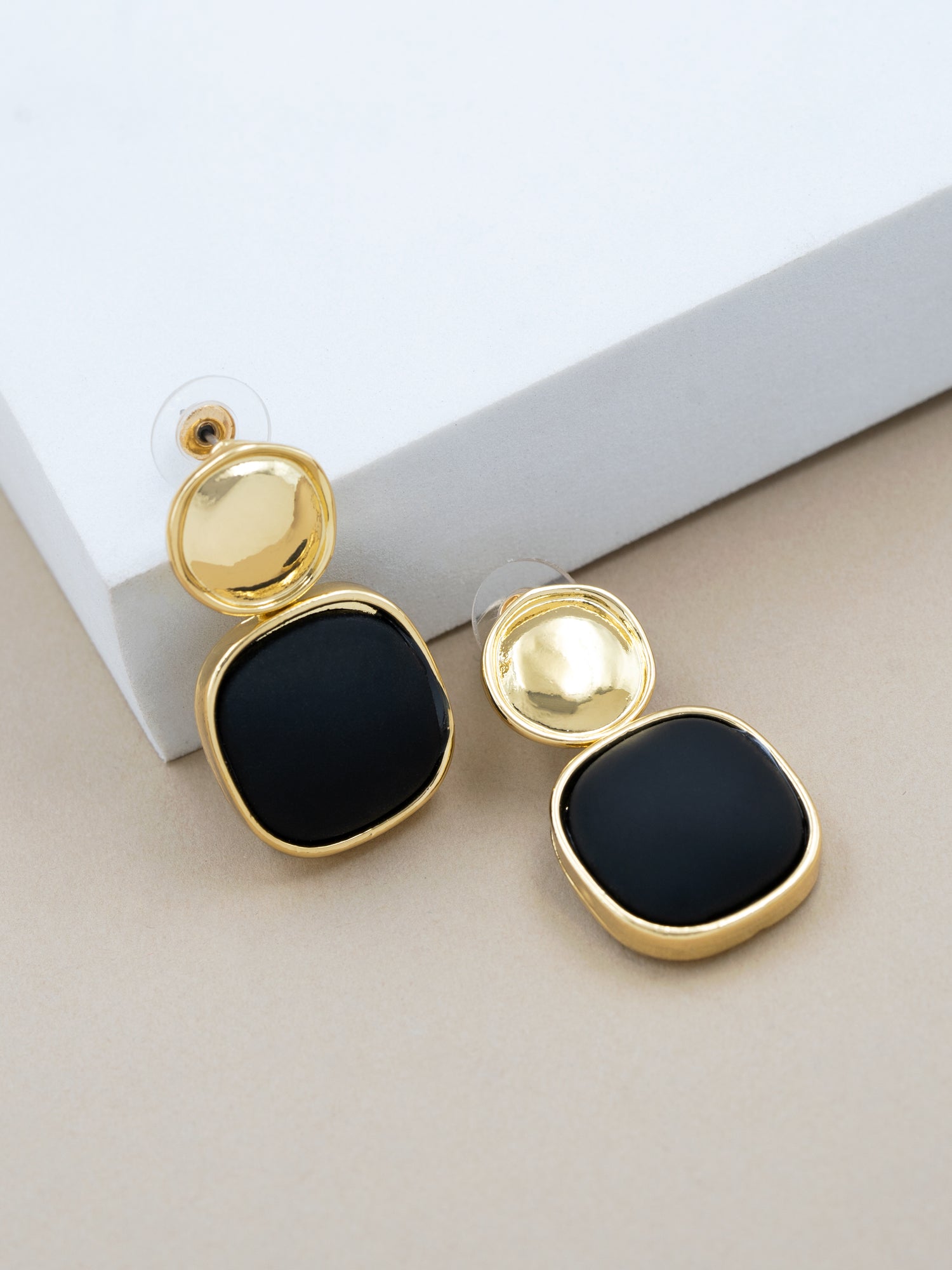 Artklim Dual Square Drop Anti Tarnish Earrings