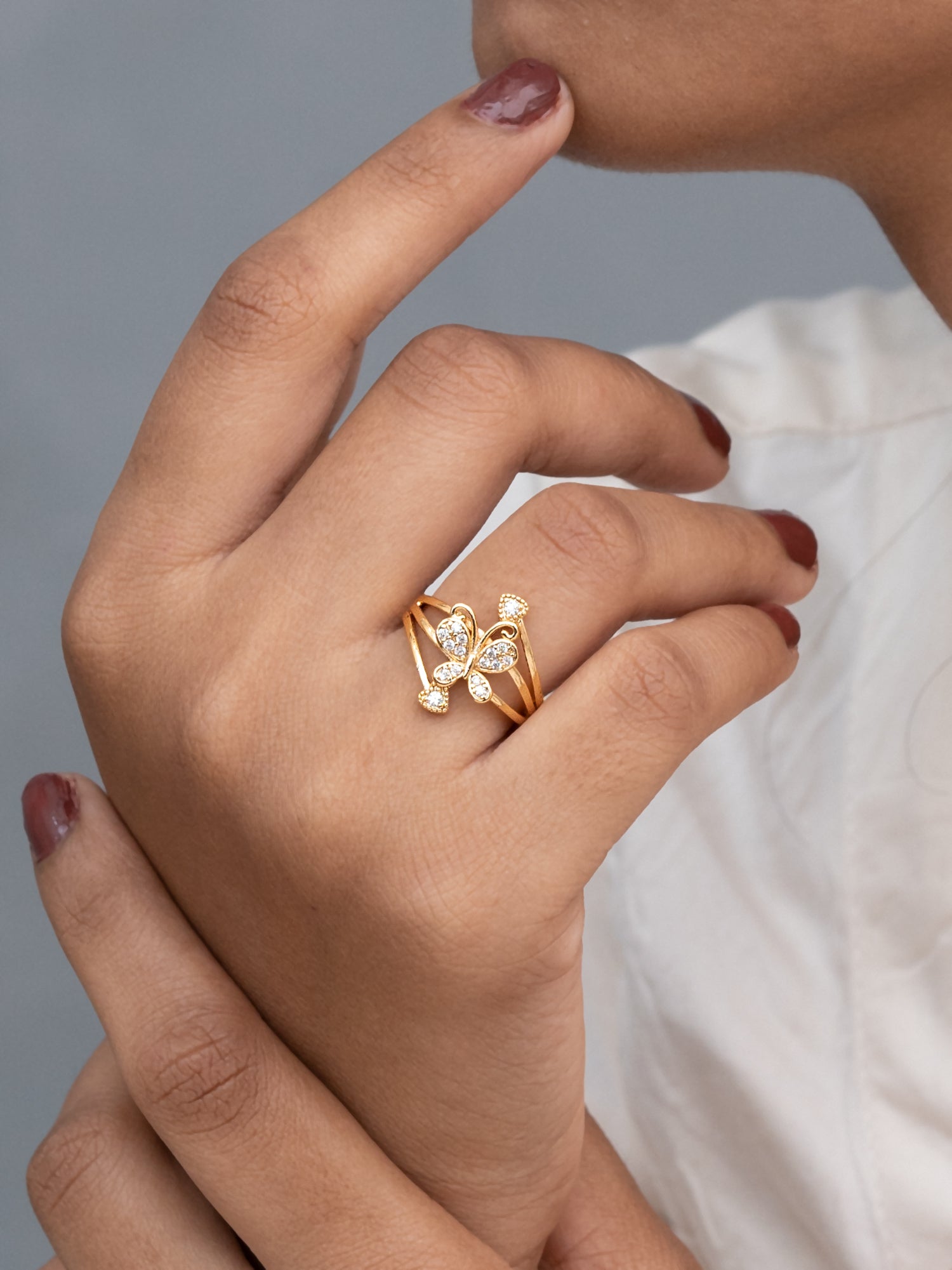 Artklim Gold-Plated Butterfly Wings Anti-Tarnish Ring