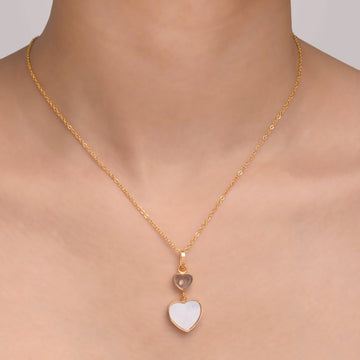 Artklim Gold Plated Double Heart Shaped Pendant Necklace