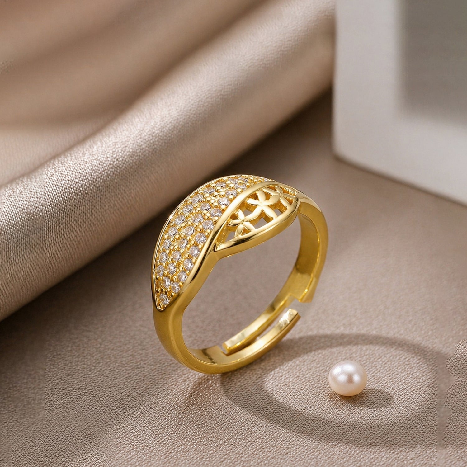 Artklim Classic Pave Dome Gold  Anti-Tarnish Ring