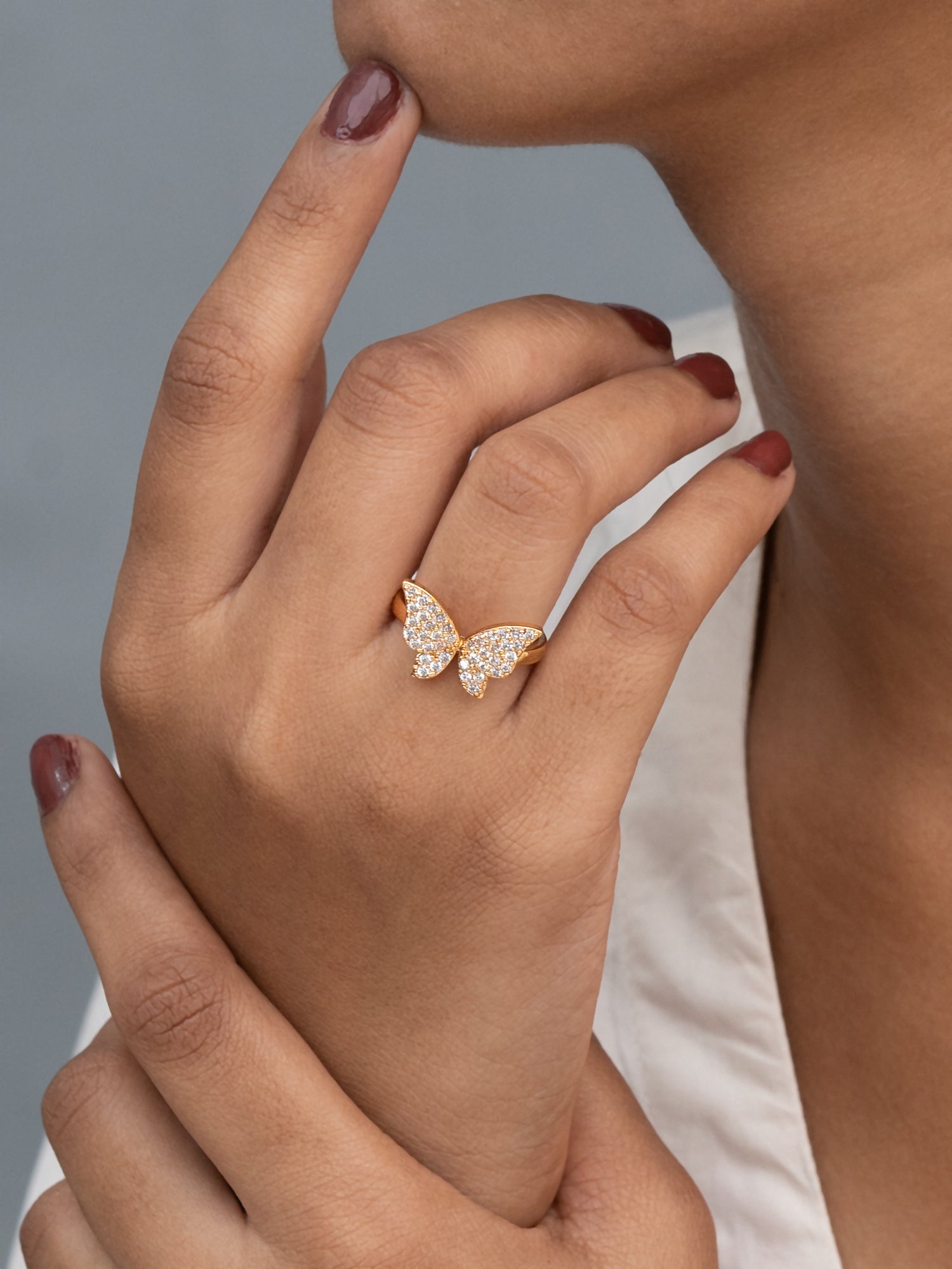 Artklim Gold-Plated Classic Butterfly Anti-Tarnish Ring