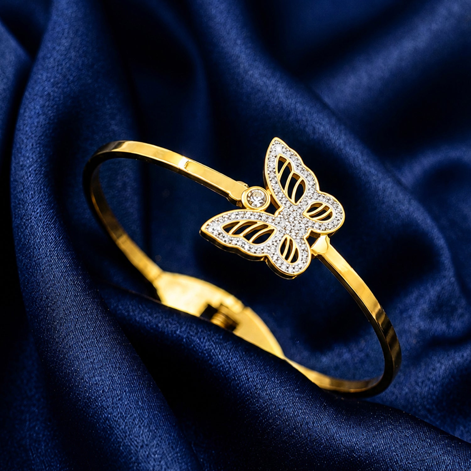 Artklim Sparkling Butterfly Elegance Anti-Tarnish Bangle Bracelet