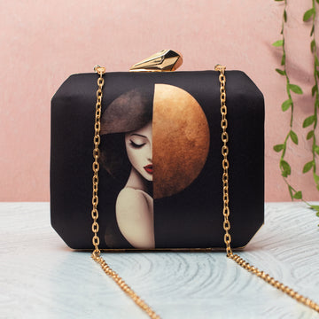 Artklim Abstract Face Art Printed Clutch