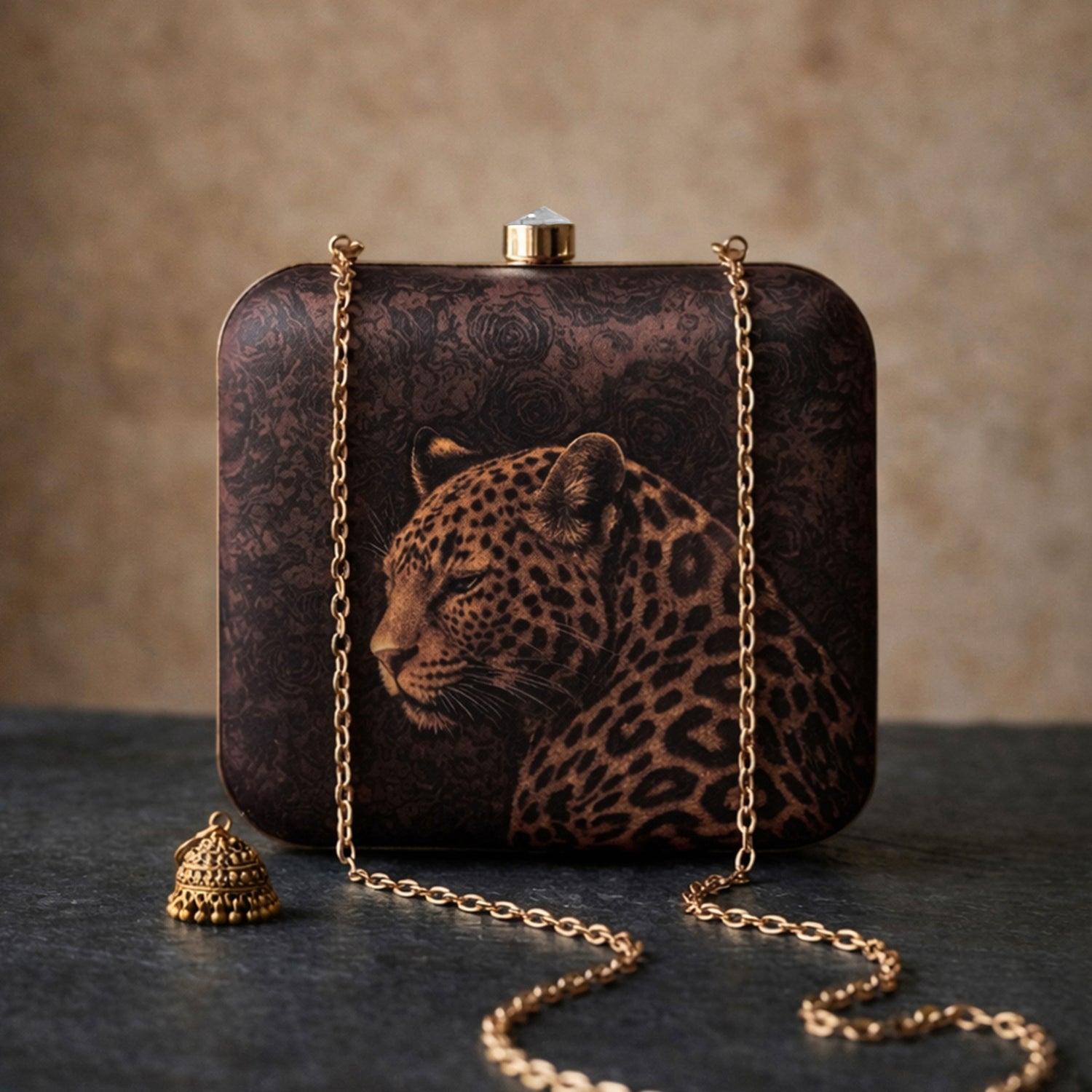 Artklim Midnight Leopard Royal Printed Clutch