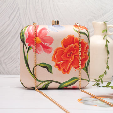 Artklim Floral Pink–Orange Portrait Clutch