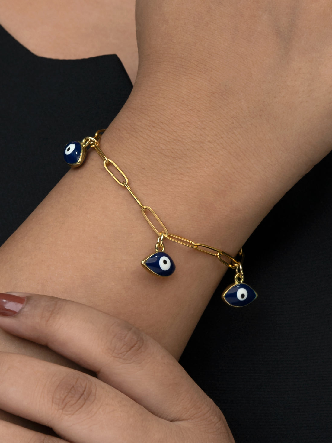 Artklim Gold Plated Anti Tarnish Blue Evil Eye Chain Bracelet
