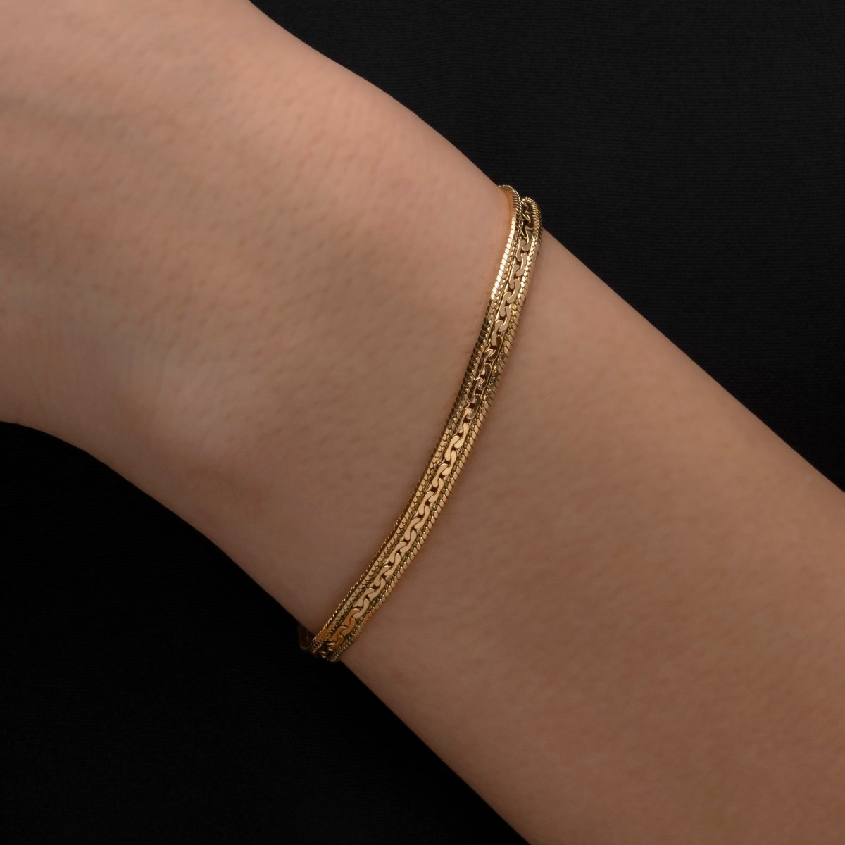 Artklim Gold Plated Designer Flat Chain Bracelet