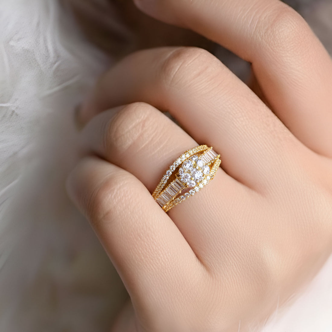 Artklim Gold-Plated Celestia Crown Design Anti-Tarnish Ring