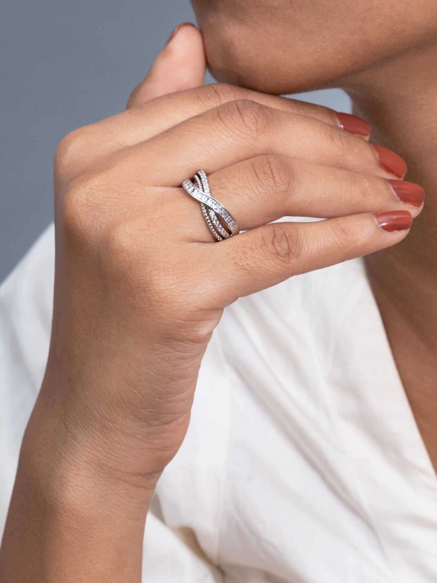 Artklim Sliver- Tone Twist Elegance Anti-Tarnish Ring