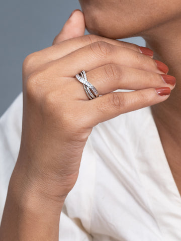 Artklim Sliver- Tone Twist Elegance Anti-Tarnish Ring