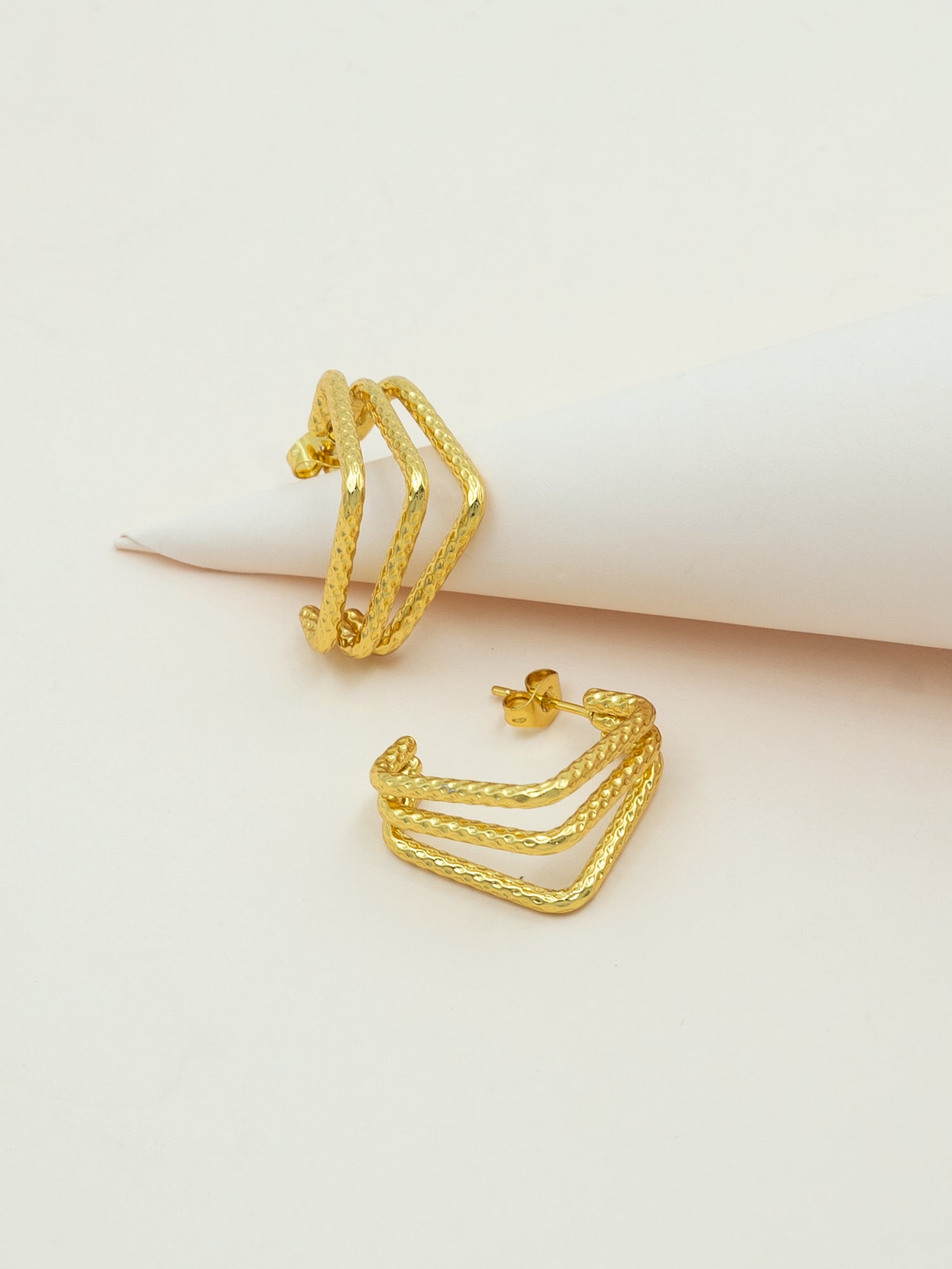 Artklim Golden Chevron Hoops Anti-Tarnish Earrings