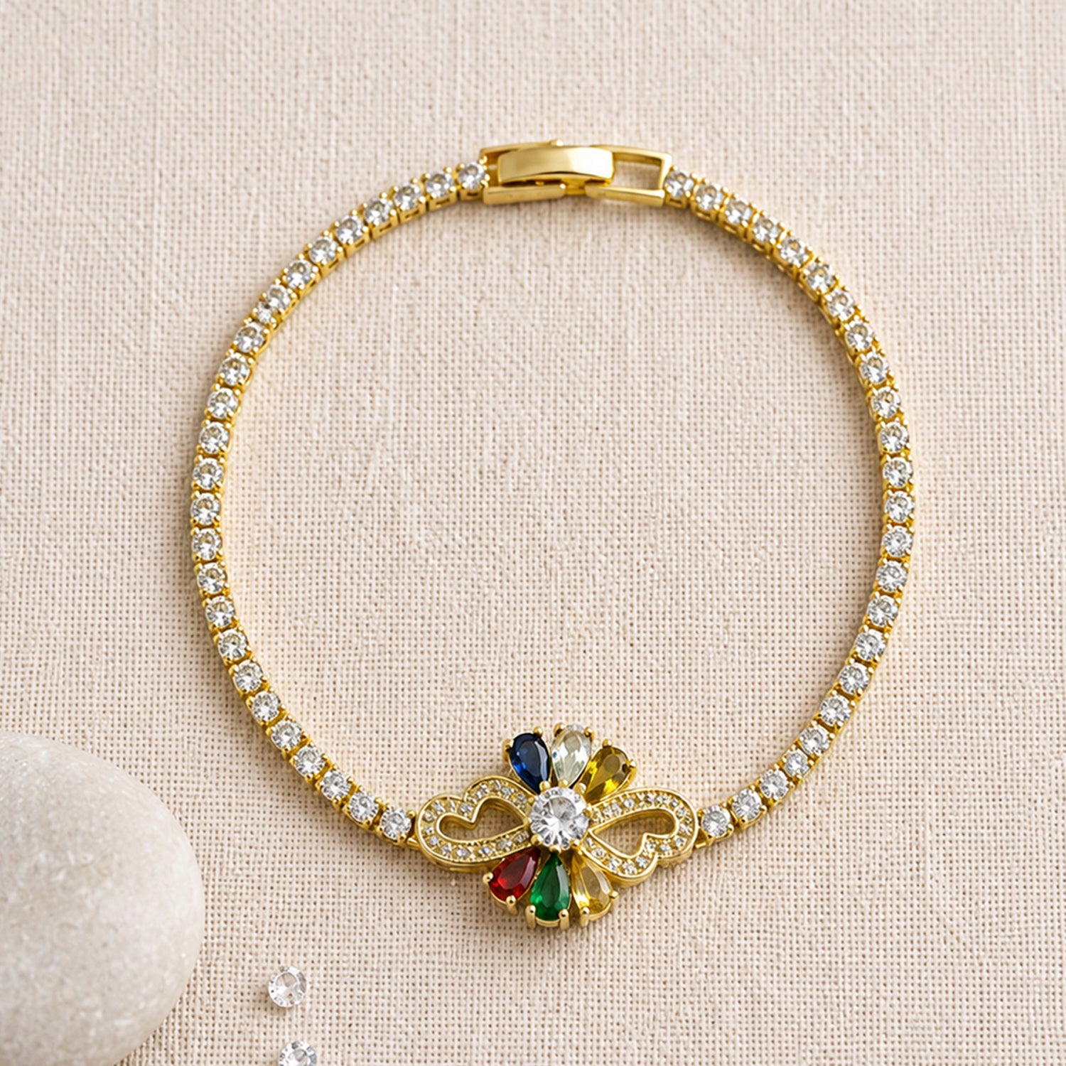 Artklim Rainbow Crystal Bloom Anti-Tarnish Bracelet