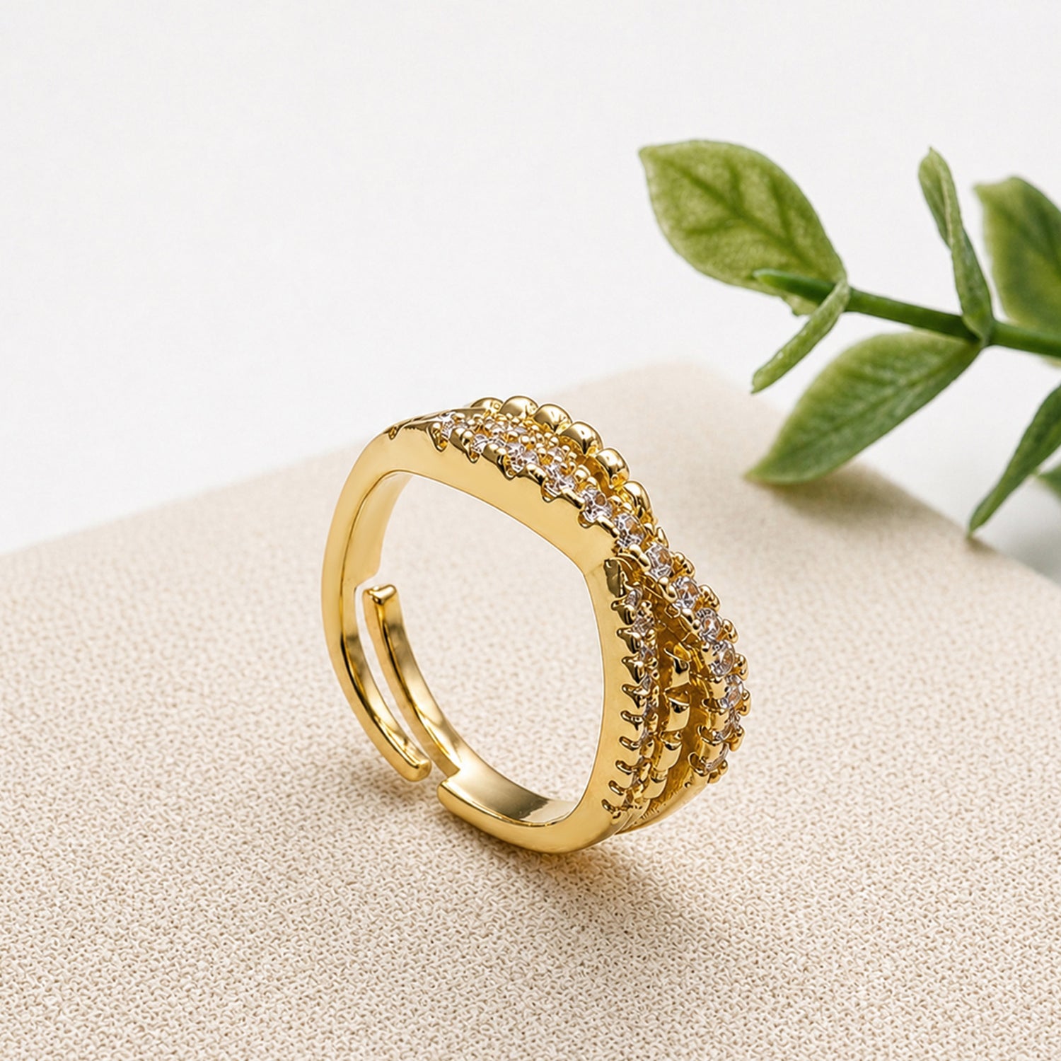 Artklim Minimalist Pavé Edge Gold  Anti-Tarnish Ring