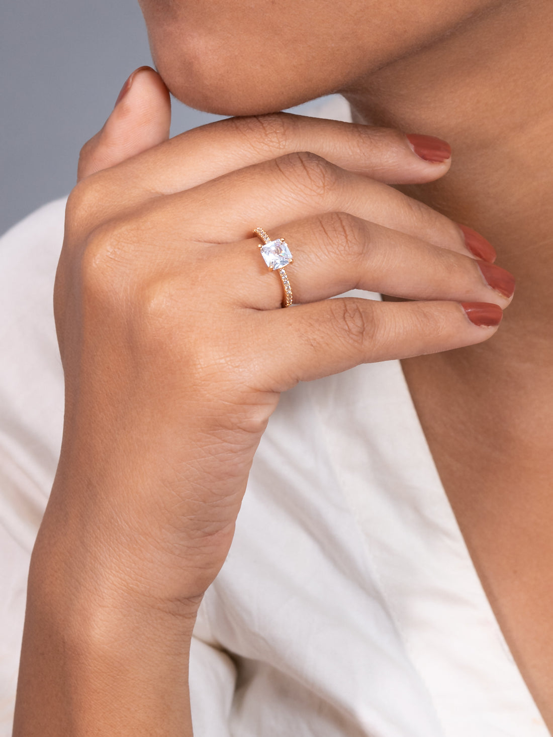 Artklim Gold-Plated Elegant  Solitaire Anti Tarnish Ring