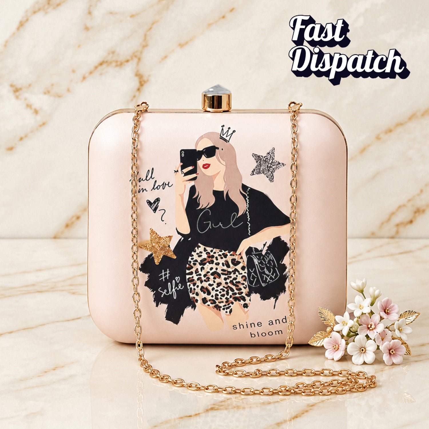 Artklim Glam Girl Printed Clutch