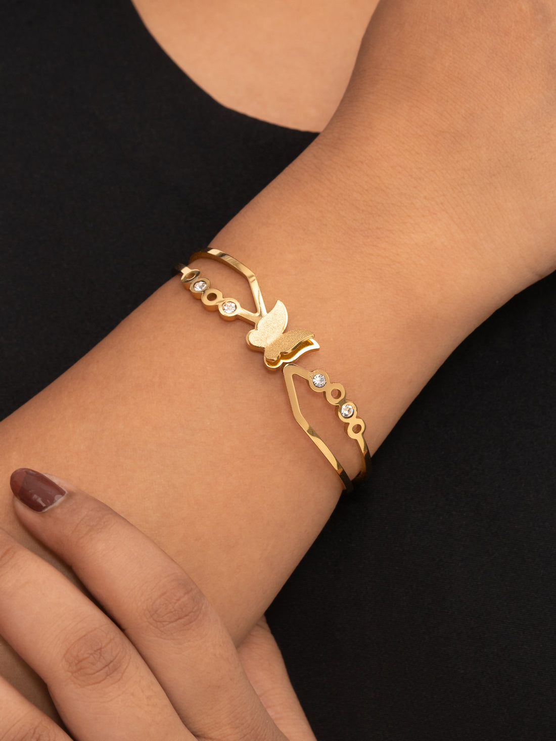 Artklim Gold Plated Butterfly Bloom Anti Tarnish Bracelet