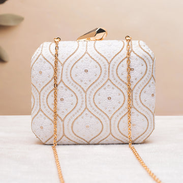 Artklim Golden Wave Embroidery Clutch