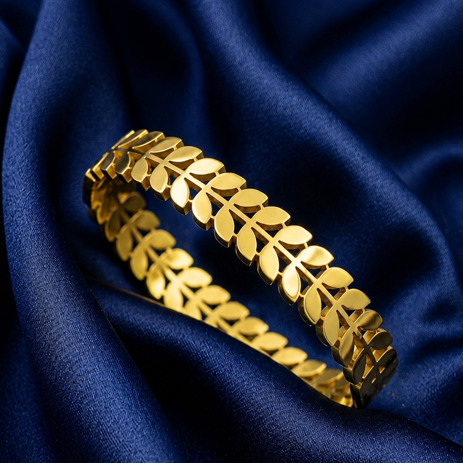 Artklim Golden Leaf Vine Anti-Tarnish Bangle Bracelet