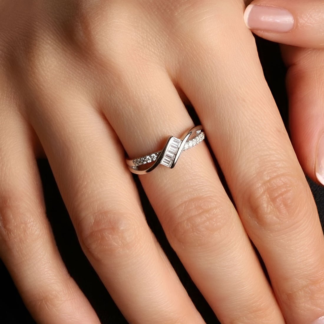 Artklim Silver Plated Twist Anti-Tarnish Ring