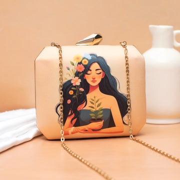 Artklim Floral Women Portrait Printed Clutch