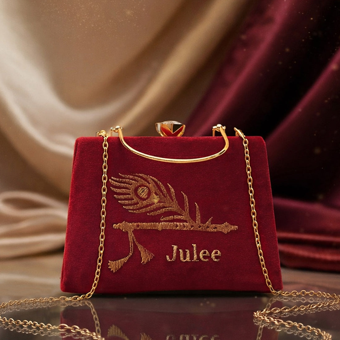 Artklim Murli Embroidery Name Customized Clutch