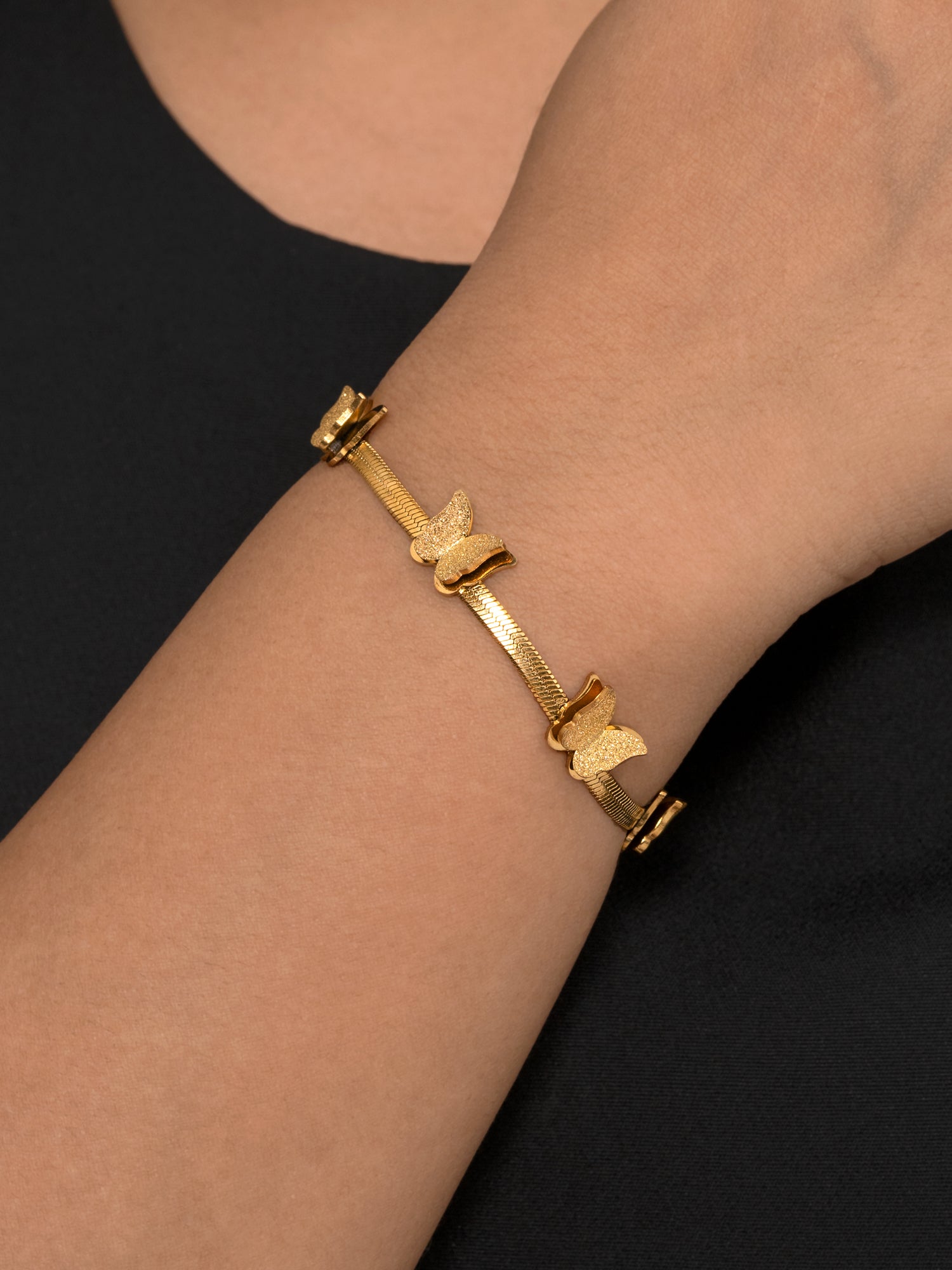 Artklim Gold Plated Anti Tarnish Golden Flutter Butterfly Bracelet