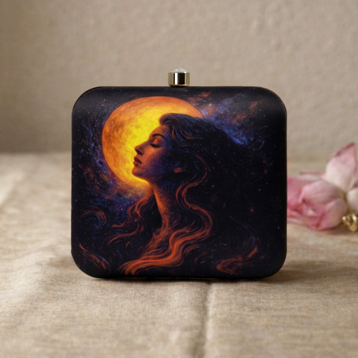 Artklim Celestial Moon Goddess Clutch printed