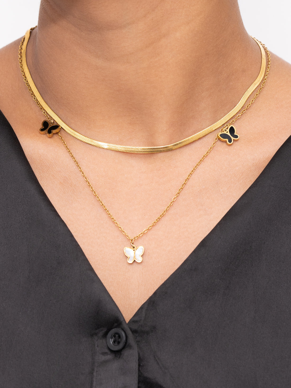 Artklim Gold Plated Butterfly Duo Anti-Tarnish Necklace