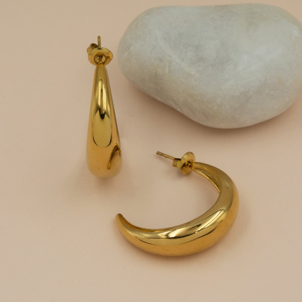 Artklim Gold Plated Cresent Moon Shaped Earrings