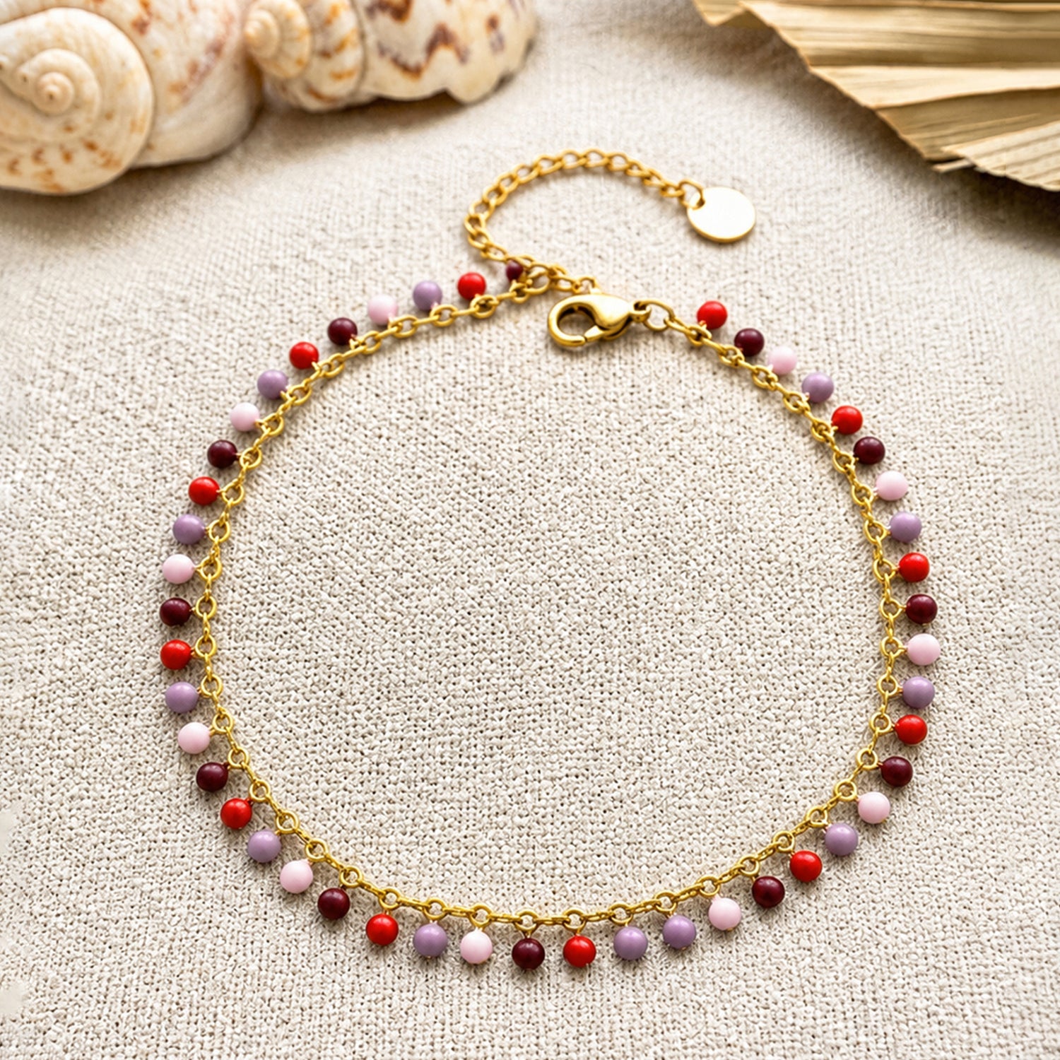 Artklim Colorful Round Bead Chain Anti-Tarnish Anklet