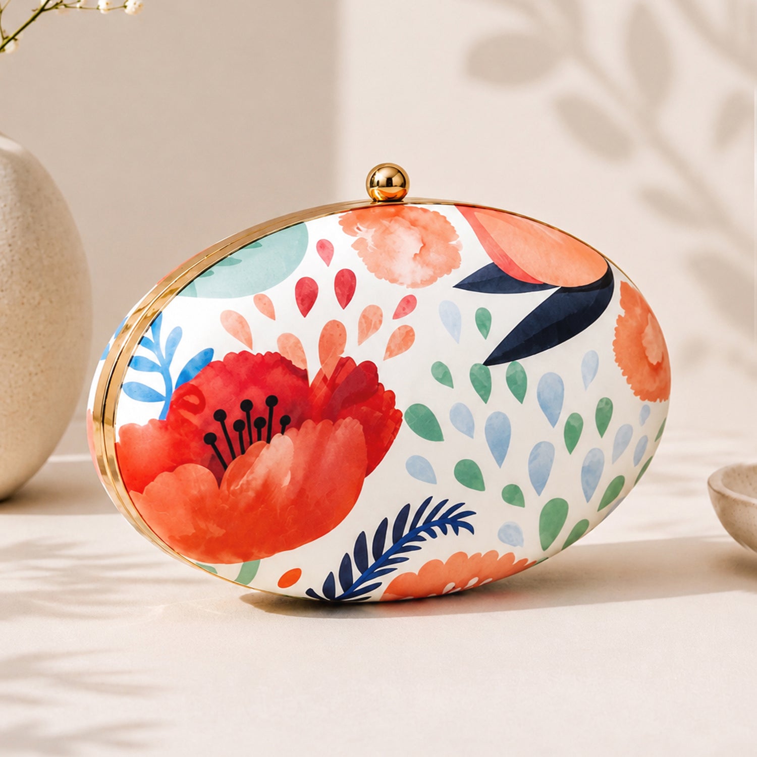 Artklim Elegant Colorful Floral Printed Clutch