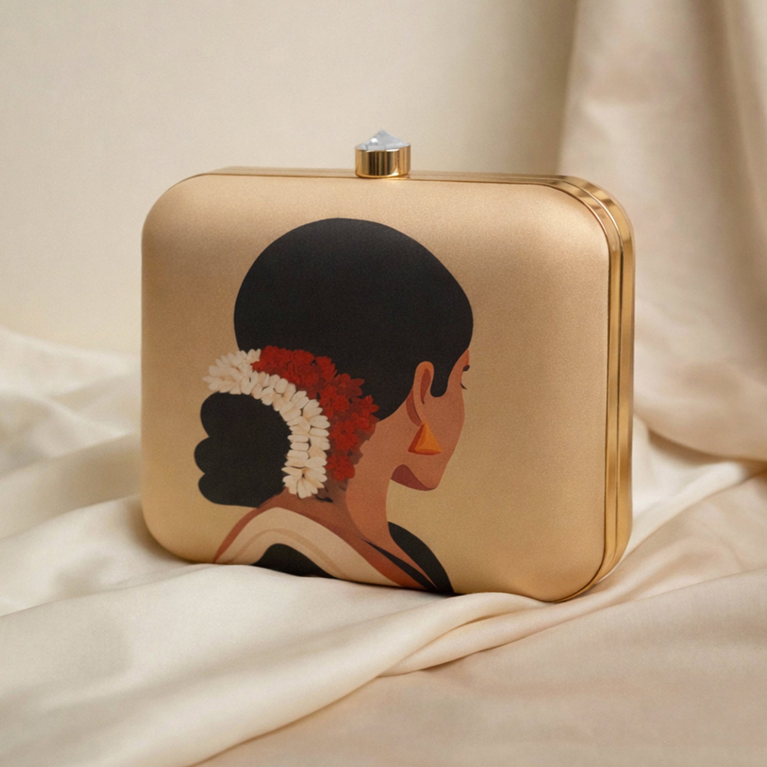 Artklim Indian Woman With Gajra Printed Clutch