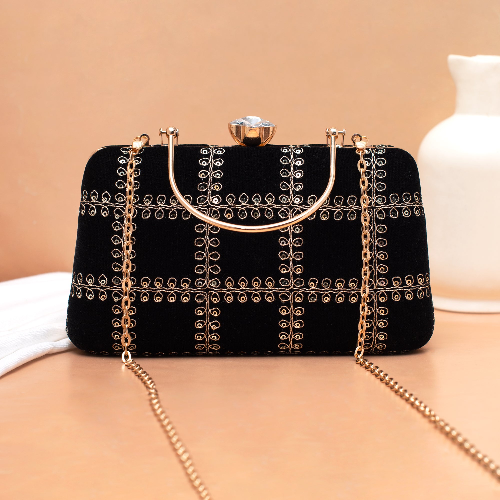 Artklim Midnight Elegance Embroidery Clutch