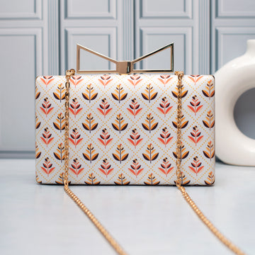 Artklim Autumn Leaf Print Elegant Printed Clutch