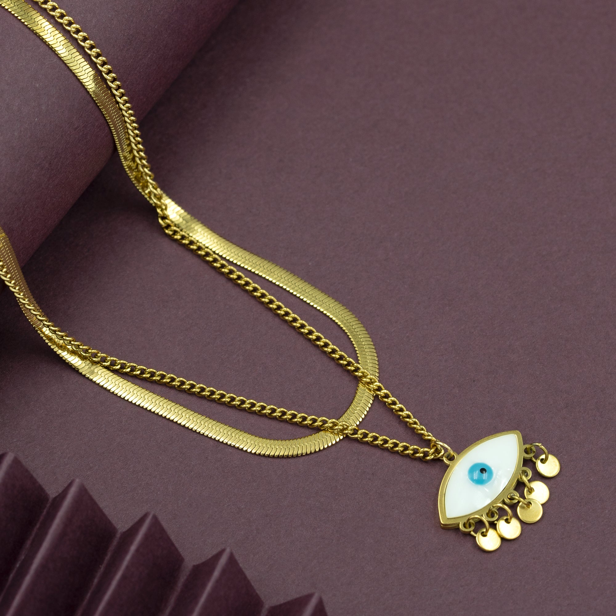 Artklim Evil Eye Charm Gold Necklace