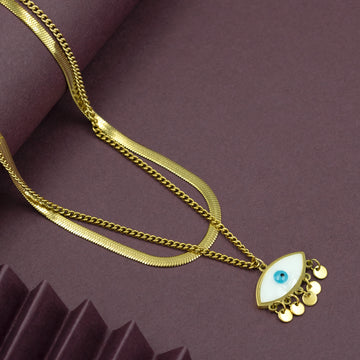 Artklim Evil Eye Charm Gold Necklace