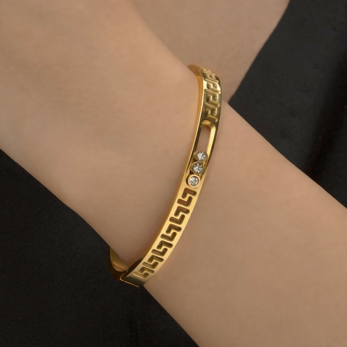 Artklim Gold Plated Greek Key Bangle Bracelet