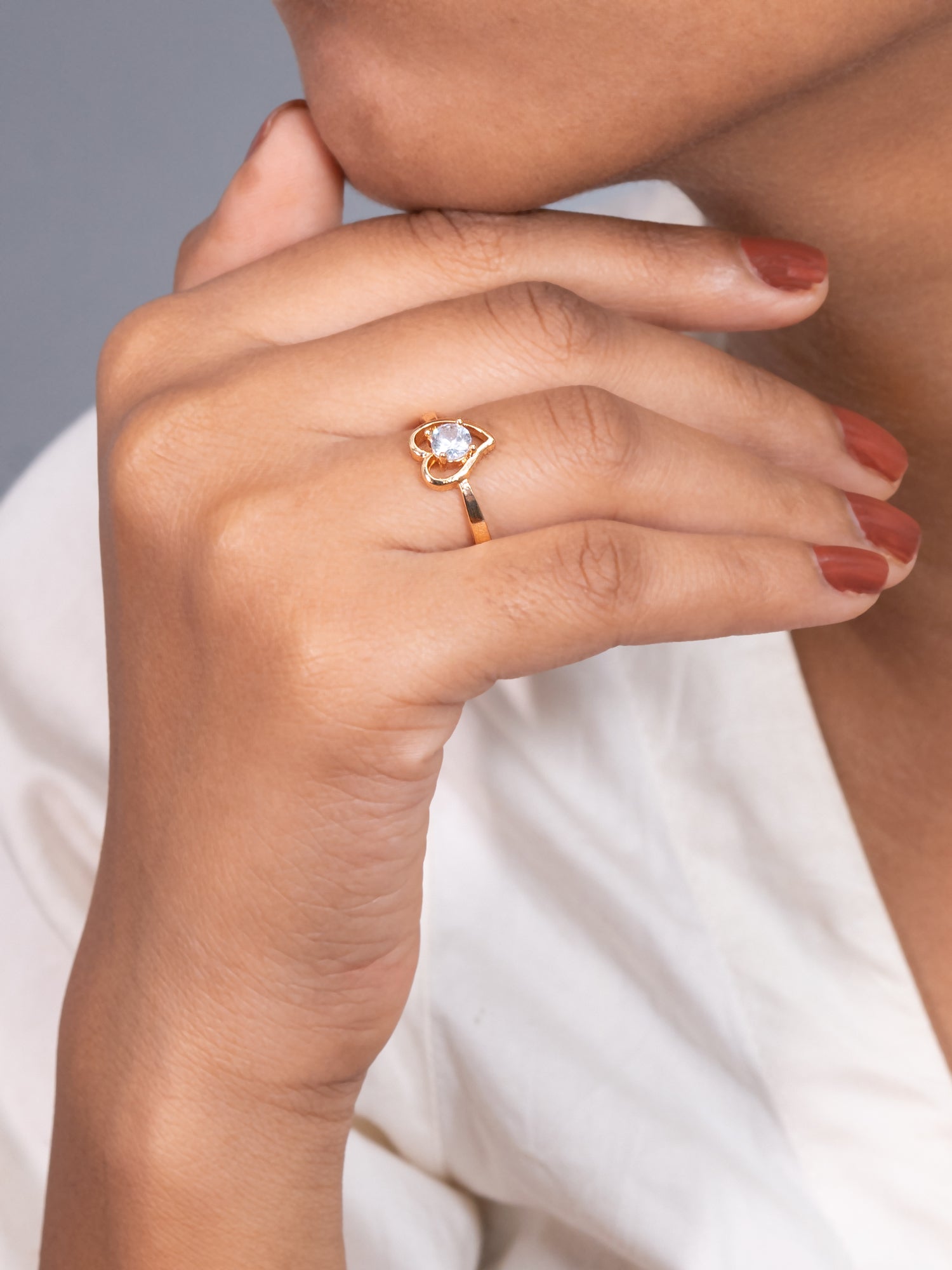 Artklim Gold-Plated Delicate Gold Heart Anti Tarnish Ring